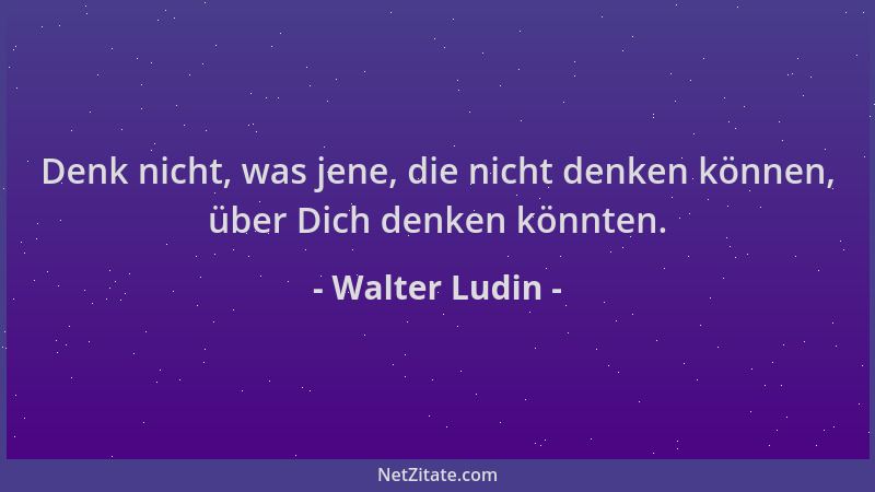 Walter Ludin - Denk nicht, was jene, die nicht denken können, über Dich denken könnten....