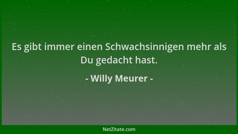 Willy Meurer - Es gibt immer einen Schwachsinnigen mehr als Du gedacht hast....