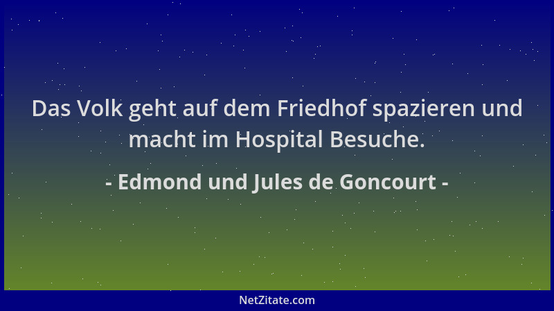 Edmond und Jules de Goncourt - Das Volk geht auf dem Friedhof spazieren und macht im Hospital Besuche....