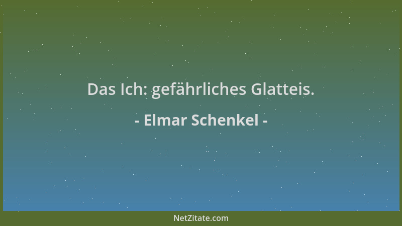 Elmar Schenkel - Das Ich: gefährliches Glatteis....