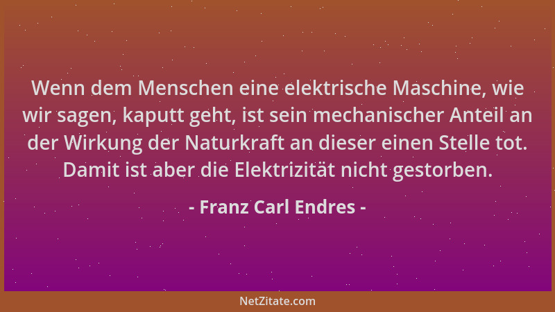 Franz Carl Endres - Wenn dem Menschen eine elektrische Maschine, wie wir sagen, kaputt geht, ist sein mechanischer Anteil a...
