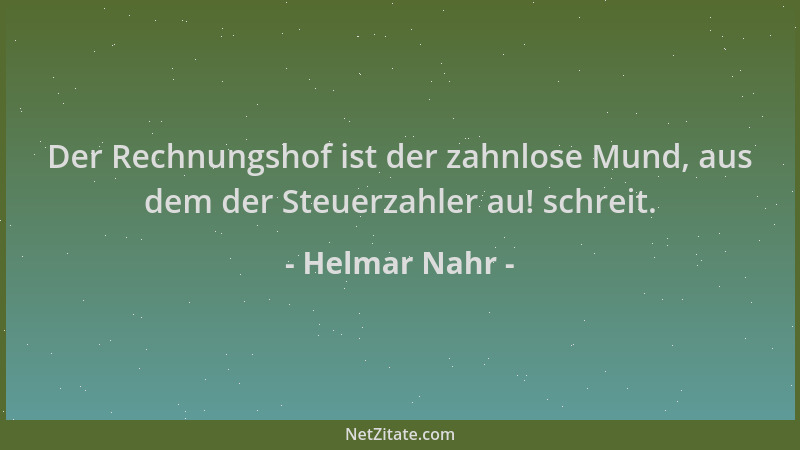 Helmar Nahr - Der Rechnungshof ist der zahnlose Mund, aus dem der Steuerzahler au! schreit....