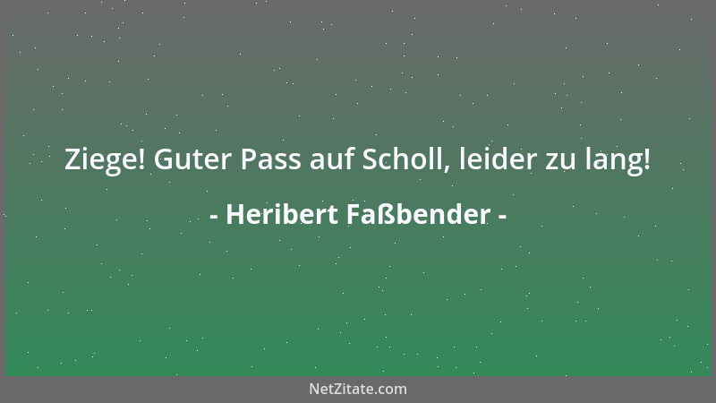 Heribert Faßbender - Ziege! Guter Pass auf Scholl, leider zu lang!...