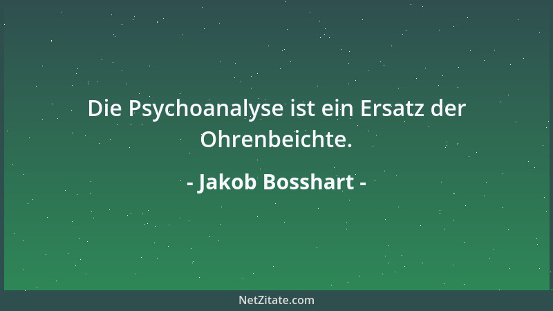 Jakob Bosshart - Die Psychoanalyse ist ein Ersatz der Ohrenbeichte....