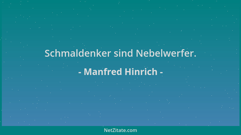 Manfred Hinrich - Schmaldenker sind Nebelwerfer....