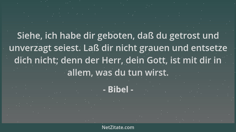 Bibel - Siehe, ich habe dir geboten, daß du getrost und unverzagt seiest. Laß dir nicht grauen und entsetze dich nicht; den...