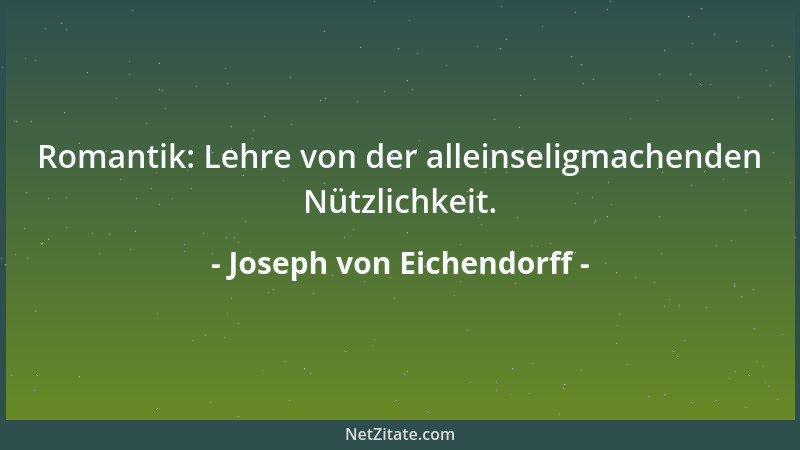 Joseph von Eichendorff - Romantik: Lehre von der alleinseligmachenden Nützlichkeit....
