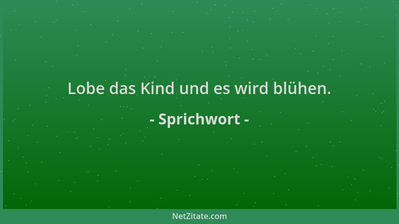 Sprichwort - Lobe das Kind und es wird blühen....