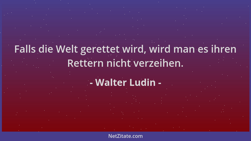 Walter Ludin - Falls die Welt gerettet wird, wird man es ihren Rettern nicht verzeihen....