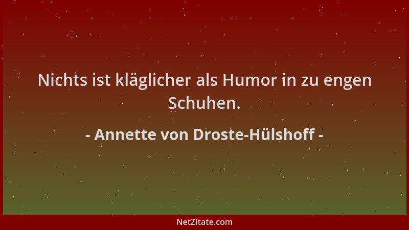 Annette von Droste-Hülshoff - Nichts ist kläglicher als Humor in zu engen Schuhen....