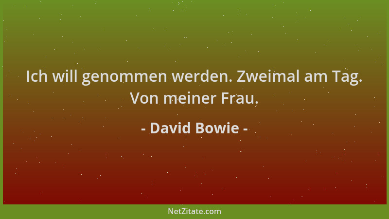 David Bowie - Ich will genommen werden. Zweimal am Tag. Von meiner Frau....
