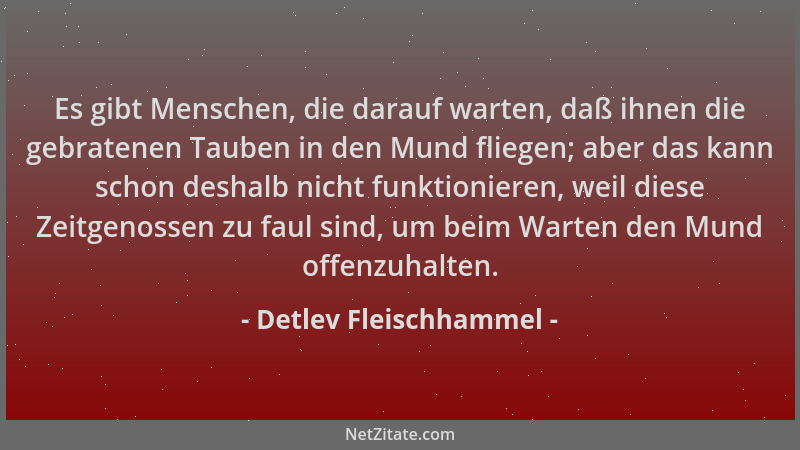 Detlev Fleischhammel - Es gibt Menschen, die darauf warten, daß ihnen die gebratenen Tauben in den Mund fliegen; aber das k...
