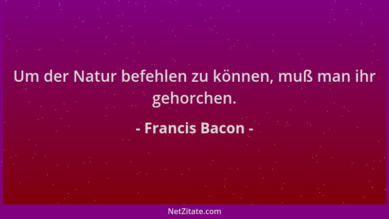 Francis Bacon - Um der Natur befehlen zu können, muß man ihr gehorchen....