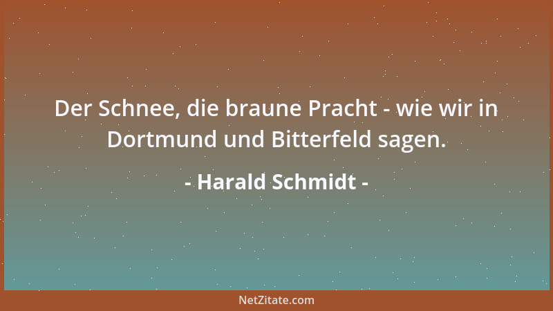 Harald Schmidt - Der Schnee, die braune Pracht - wie wir in Dortmund und Bitterfeld sagen....
