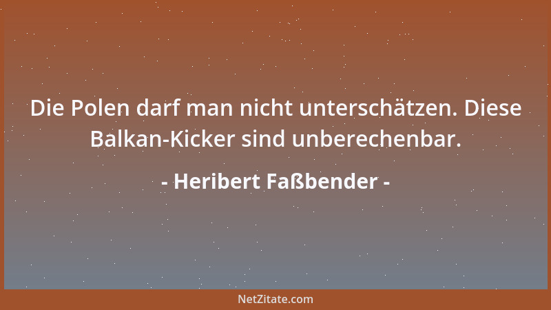 Heribert Faßbender - Die Polen darf man nicht unterschätzen. Diese Balkan-Kicker sind unberechenbar....