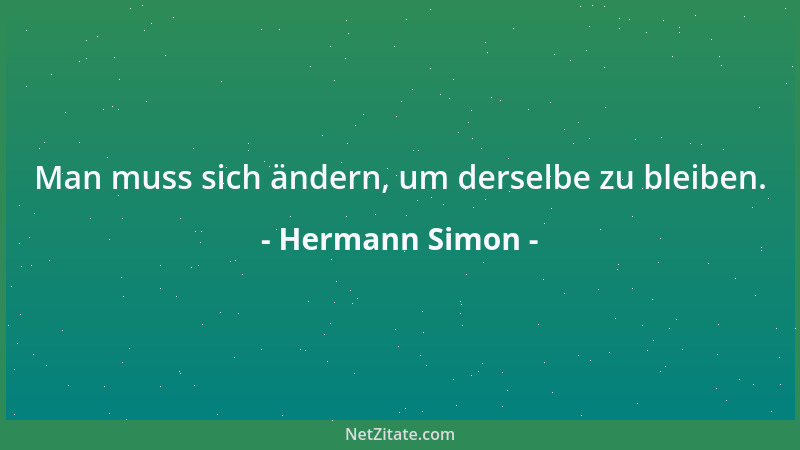 Hermann Simon - Man muss sich ändern, um derselbe zu bleiben....