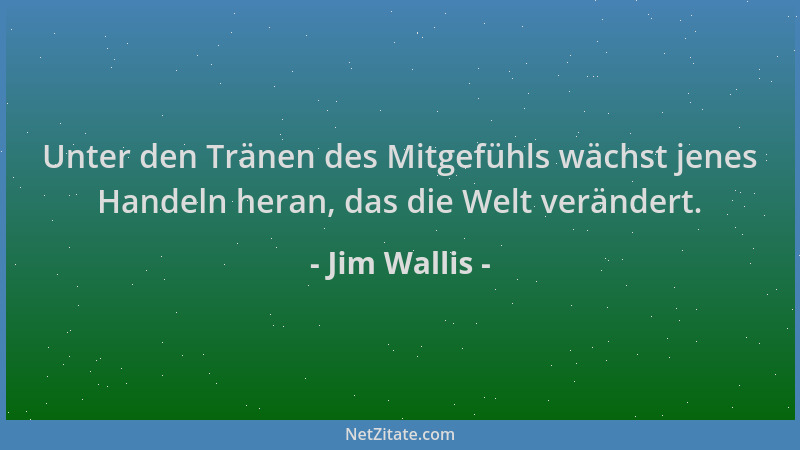 Jim Wallis - Unter den Tränen des Mitgefühls wächst jenes Handeln heran, das die Welt verändert....