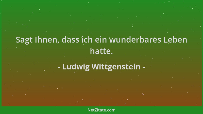 Ludwig Wittgenstein - Sagt Ihnen, dass ich ein wunderbares Leben hatte....