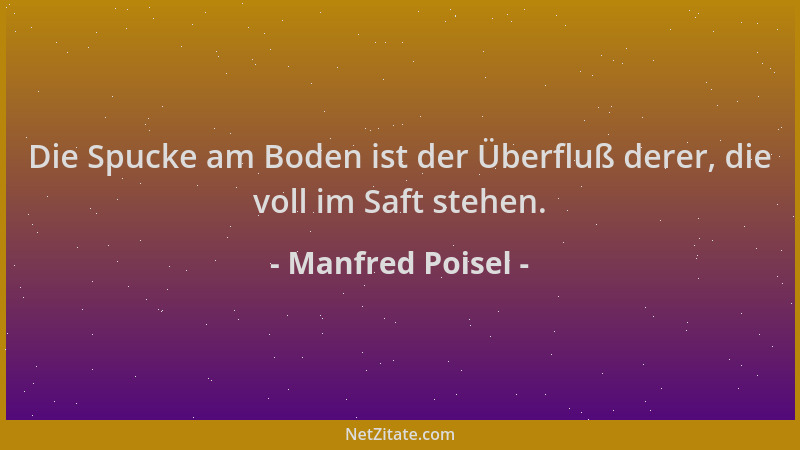 Manfred Poisel - Die Spucke am Boden ist der Überfluß derer, die voll im Saft stehen....