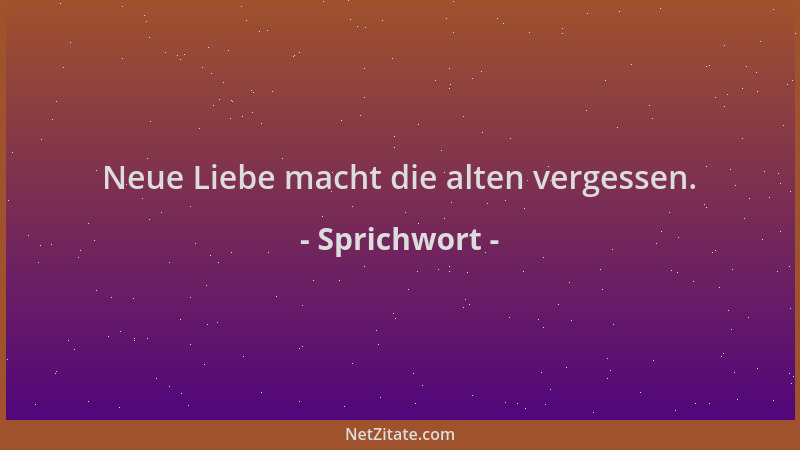 Sprichwort - Neue Liebe macht die alten vergessen....