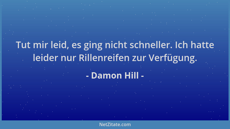 Damon Hill - Tut mir leid, es ging nicht schneller. Ich hatte leider nur Rillenreifen zur Verfügung....