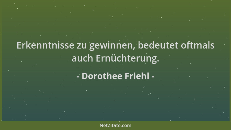 Dorothee Friehl - Erkenntnisse zu gewinnen, bedeutet oftmals auch Ernüchterung....