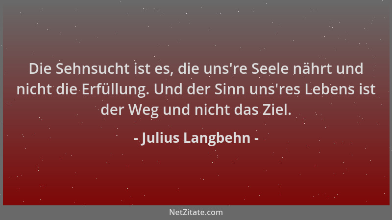 Julius Langbehn - Die Sehnsucht ist es, die uns 're Seele nährt und nicht die Erfüllung. Und der Sinn uns 'res Lebens ist der...
