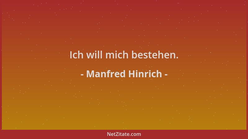 Manfred Hinrich - Ich will mich bestehen....