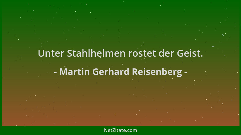 Martin Gerhard Reisenberg - Unter Stahlhelmen rostet der Geist....