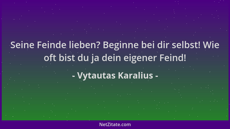 Vytautas Karalius - Seine Feinde lieben? Beginne bei dir selbst! Wie oft bist du ja dein eigener Feind!...
