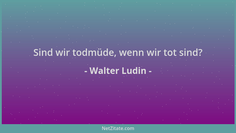 Walter Ludin - Sind wir todmüde, wenn wir tot sind?...