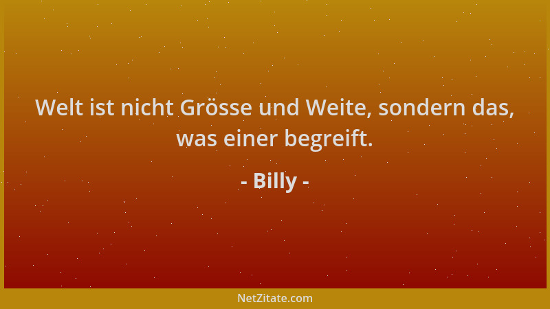 Billy - Welt ist nicht Grösse und Weite, sondern das, was einer begreift....