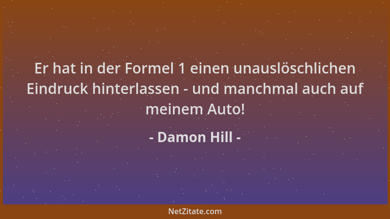 Damon Hill - Er hat in der Formel 1 einen unauslöschlichen Eindruck hinterlassen - und manchmal auch auf meinem Auto!...