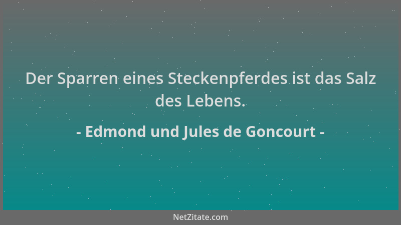 Edmond und Jules de Goncourt - Der Sparren eines Steckenpferdes ist das Salz des Lebens....