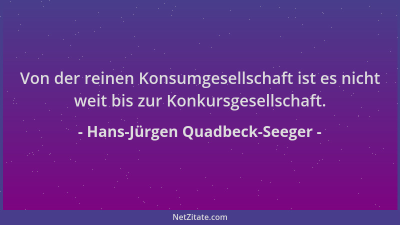 Hans-Jürgen Quadbeck-Seeger - Von der reinen Konsumgesellschaft ist es nicht weit bis zur Konkursgesellschaft....