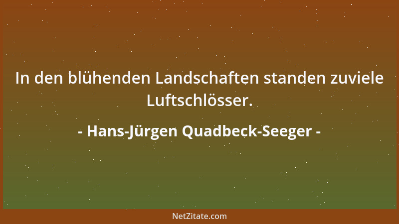 Hans-Jürgen Quadbeck-Seeger - In den blühenden Landschaften standen zuviele Luftschlösser....