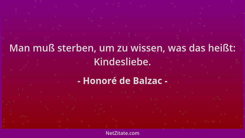 Honoré de Balzac - Man muß sterben, um zu wissen, was das heißt: Kindesliebe....