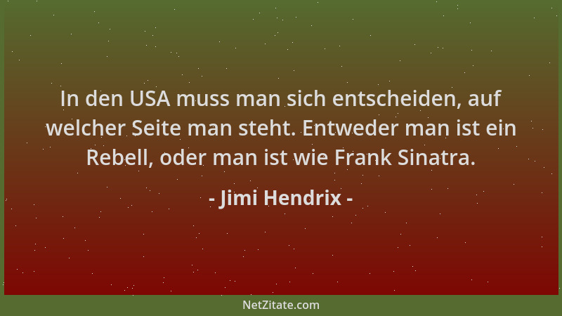 Jimi Hendrix - In den USA muss man sich entscheiden, auf welcher Seite man steht. Entweder man ist ein Rebell, oder man ist...