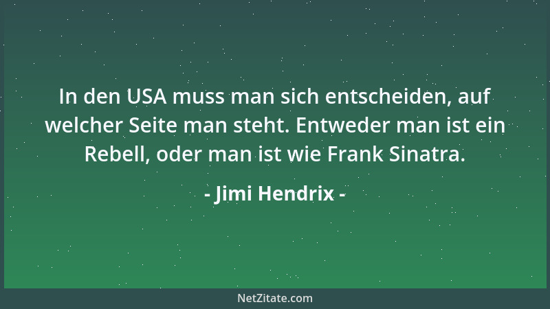 Jimi Hendrix - In den USA muss man sich entscheiden, auf welcher Seite man steht. Entweder man ist ein Rebell, oder man ist...