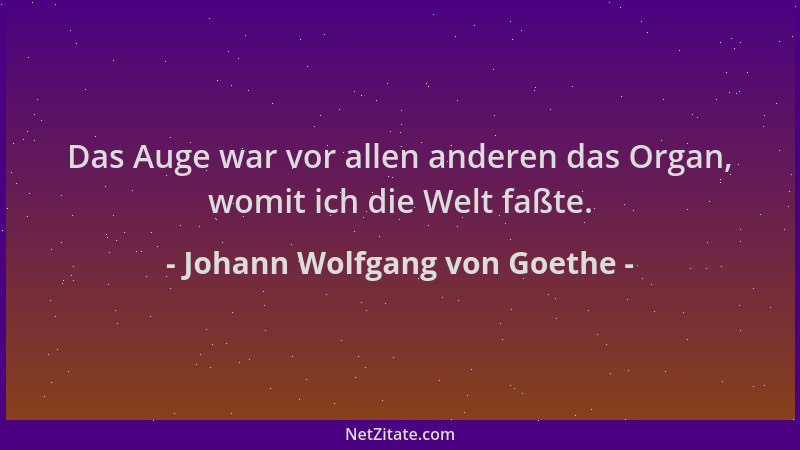 Johann Wolfgang von Goethe - Das Auge war vor allen anderen das Organ, womit ich die Welt faßte....