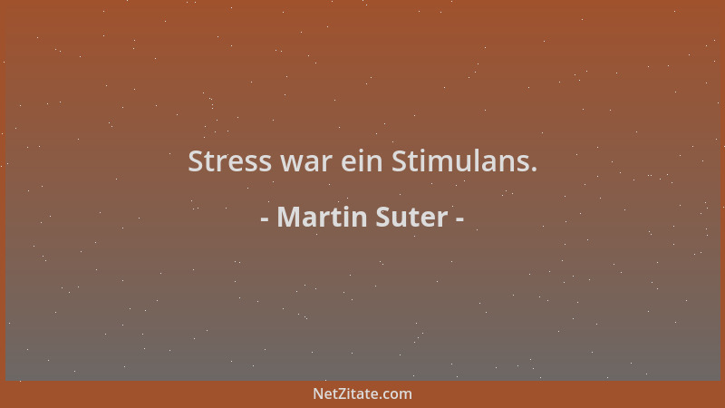Martin Suter - Stress war ein Stimulans....