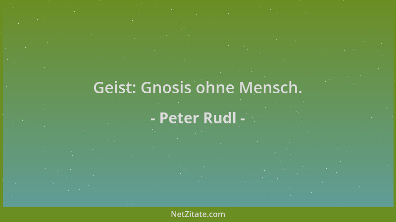 Peter Rudl - Geist: Gnosis ohne Mensch....