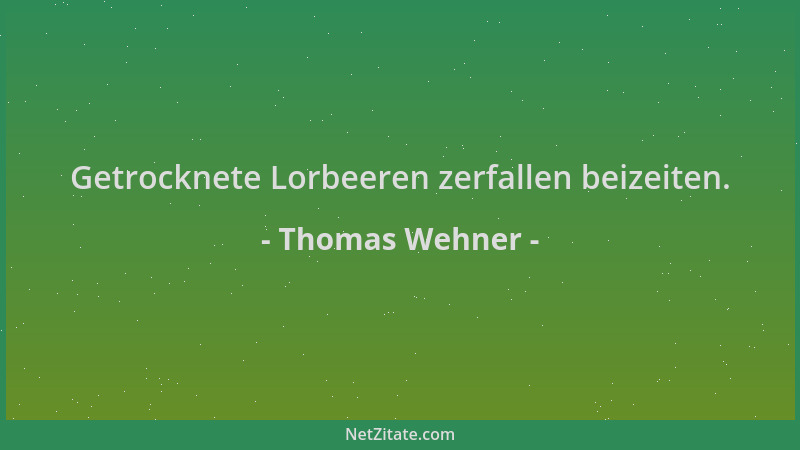 Thomas Wehner - Getrocknete Lorbeeren zerfallen beizeiten....