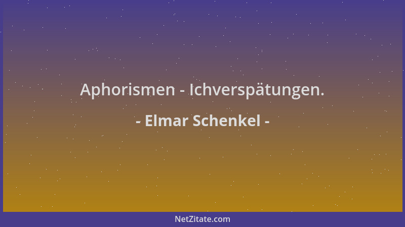 Elmar Schenkel - Aphorismen - Ichverspätungen....