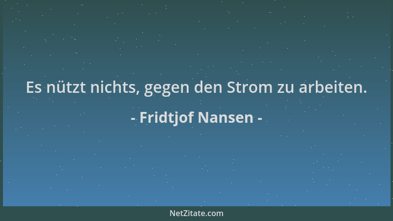 Fridtjof Nansen - Es nützt nichts, gegen den Strom zu arbeiten....