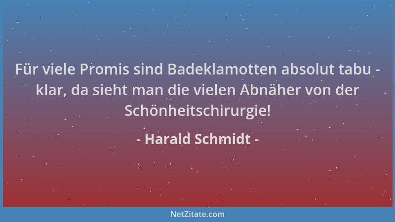 Harald Schmidt - Für viele Promis sind Badeklamotten absolut tabu - klar, da sieht man die vielen Abnäher von der Schönheit...