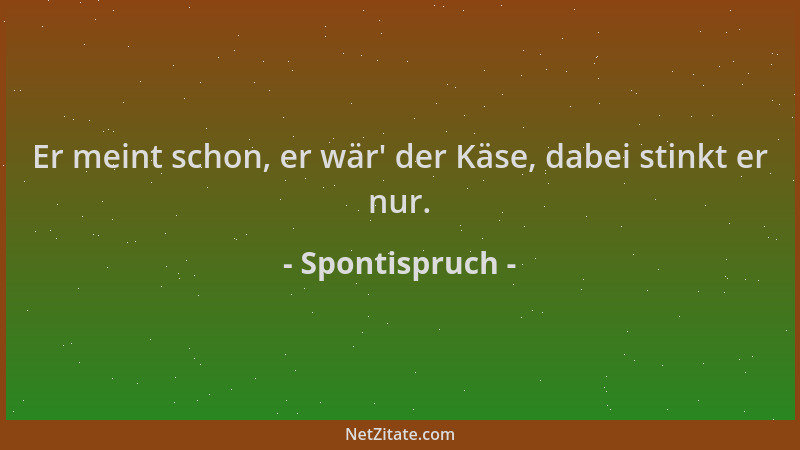 Spontispruch - Er meint schon, er wär ' der Käse, dabei stinkt er nur....