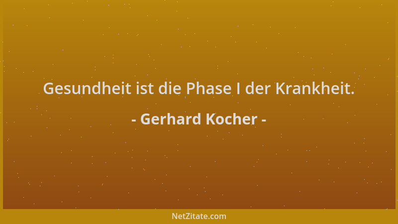 Gerhard Kocher - Gesundheit ist die Phase I der Krankheit....