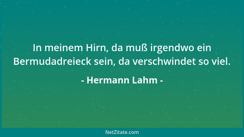 Hermann Lahm - In meinem Hirn, da muß irgendwo ein Bermudadreieck sein, da verschwindet so viel....