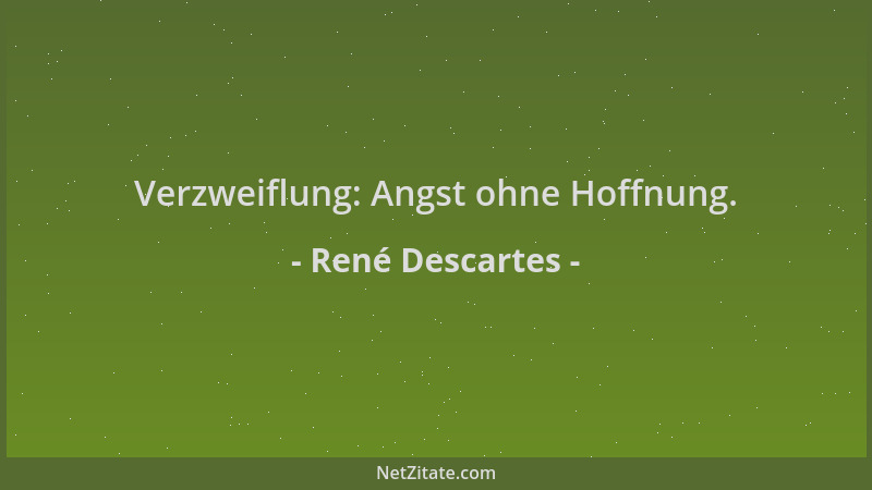René Descartes - Verzweiflung: Angst ohne Hoffnung....